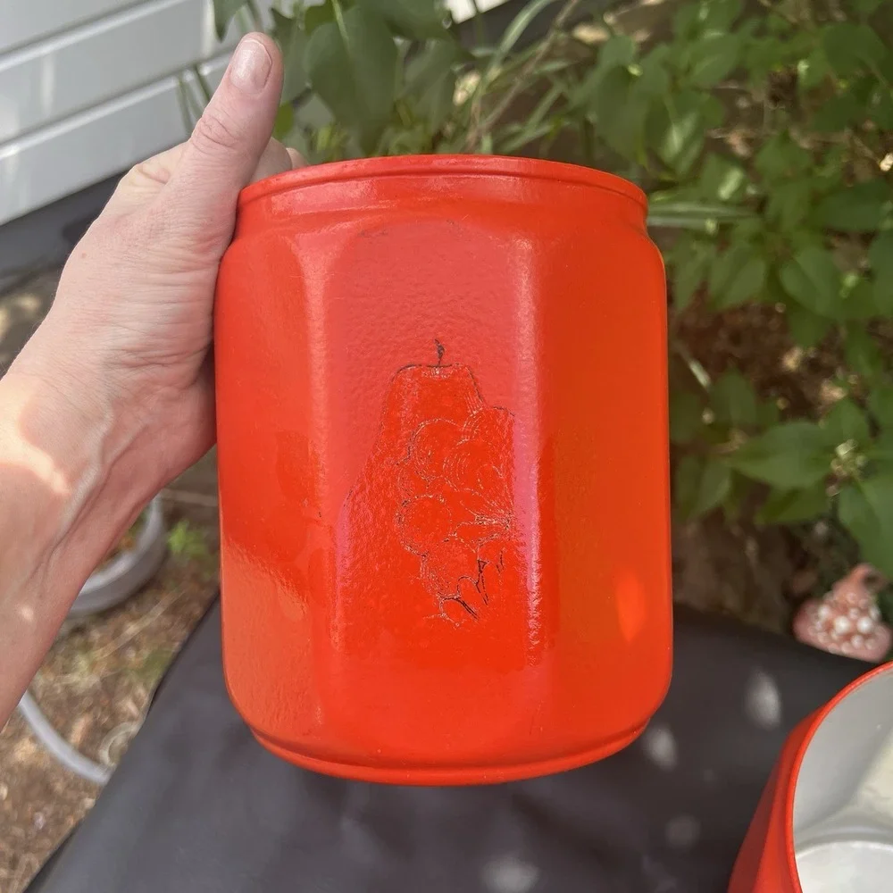 Kromex Aluminum Canisters Set‎ of 2 1970s Retro Kitchen Decor Orange